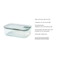 MEPAL 51oz Easyclip Rectangular Glass Storage Box with Lid Nordic Sage