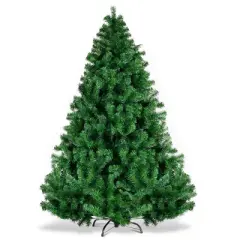 Costway 6FT/7.5FT/9FT PVC Christmas Tree Hinged Solid Metal Legs
