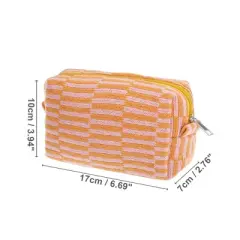 Unique Bargains Portable Knitting Makeup Bag Orange Pink 1 Pc