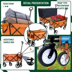 SKRAN Multi-use Collapsible Foldable Utility Beach for Camping Wagon Cart with 3pcs plastic Liner bag,for Beach,Shopping,Outdoor Adventures