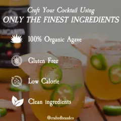 Crafted Cocktails Margarita Mix: 6 Pack&nbsp; 60 Calories Per Serving, All Natural Lime Juice and Organic Agave: Makes 8 Cocktails Per Bottle