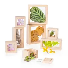 Guidecraft Treasure Blocks - Clear: Smooth Wooden Observation Stacking Blocks With Transparent Windows, Educational Toy for Kids