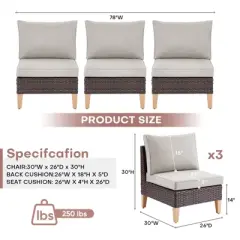 Gymojoy 2PCS Outdoor Patio Sectional Sofa Wicker Sofa Rattan & Wicker Modern Modular Sofa