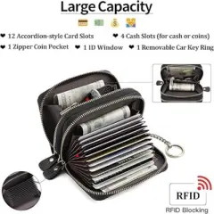 FATMOON Wallet for Women&ndash;Credit Card Holder Wallet RFID Blocking Small Genuine Leather Card Case with Keychain,for Daily Use,Travel, or Pocket