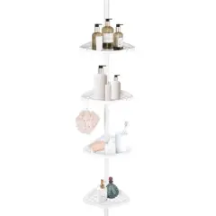 Home Mart Goods 4-Tier White Corner Tension Pole Shower Caddy