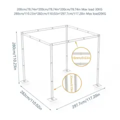 Artloge 4 Post 10x10FT Heavy Duty Adjustable Wedding Backdrop DIY Adjustable Party Curtain Decoration Background Stand Canopy Tent Chuppah
