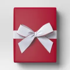 30' Christmas Fabric Ribbon White with Red Edge - Wondershop&trade;