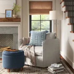 Tufted Round Storage Ottoman - Threshold