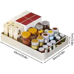 Pull Out Cabinet Organizer Fixed With Adhesive Film, Heavy Duty Storage and Organization Slide Out Pantry Shelves Sliding Drawer Pantry Shelf