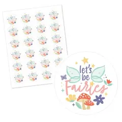 Big Dot of Happiness Let's Be Fairies - Fairy Garden Birthday Party Circle Sticker Labels - 24 Count