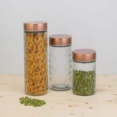 Amici Home Desmond Glass Container Storage Jar, Clear with Copper Lid