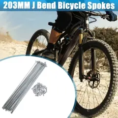 Unique Bargains J Bend Bicycle Steel Cycle Spokes with Nipples 200mm 7.87" Silver Tone 36 Pcs