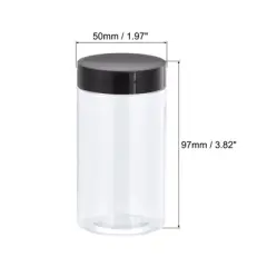 Unique Bargains Round Clear Plastic Empty Jars with Black Screw Top Lids for Storage 4 Pcs