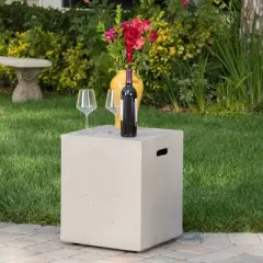 Aidan 39.25 " Magnesium Oxide Gas Fire Pit Table With Tank Holder Circular - Light Gray - Christopher Knight Home