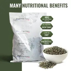 Straight from France French Green Lentils, All Natural Dry Lentils, Rich in Plant Based Protein and Dietary Fibers 30 Oz