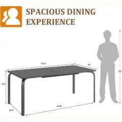 71" Outdoor Dining Table with Umbrella Hole - Aluminum Patio Table, Weatherproof & Rust-Proof Patio Dining Table