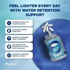 Water Away Capsules, Premium Water Loss Pills Diuretic Pure Dietary Supplement, Phytoral, 60 or 90ct