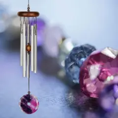 Woodstock Wind Chimes Signature Collection  Woodstock Amethyst Chime  Silver Wind Chime