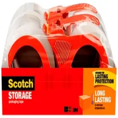 Scotch Long Lasting Storage Packaging Tape with Dispenser, 1.88 Inches x 38.2 Yards, Pack of 4