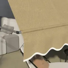 Resenkos Patio Awning, Outdoor Sun Shade Shelter Cover Awnings,10' x 4' Manual Retractable Awning, Non-Screw Patio Awning, UV Resistant, Beige