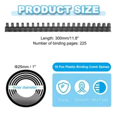 Unique Bargains Smooth Portable Plastic Rings Comb Binding Spines 10 Pcs