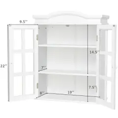 Wall-Mount Bathroom Storage Cabinet Medicine Organizer Double Doors Shelved New