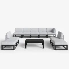 LayinSun 10-Piece Large Outdoor Modular L-Shaped Sectional Set with Coffee Table