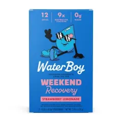 Waterboy Hydration + Weekend Recovery Vegan Dietary Supplement Powder - Strawberry Lemonade - 2.75oz/12ct