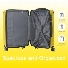 FURNIinspire Bag And Luggage Sets 3 Size Luggage Suitcases with Wheels, Hard Rolling Suitcase Set for Travel Business, Yellow, 20.87"*11.81"*30.31"