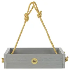 Bird Choice Small Modern Farmhouse Fly Thru Tray Bird Feeder 2.5" Driftwood Gray