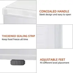 R.W.FLAME 1.1 Cu.Ft Upright Freezer Compact, Reversible Door, Adjustable Temperature, Stainless Steel, White