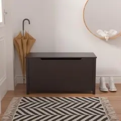 KWPZQEB Kids Wooden Toy Box/Bench with Safety Hinged Lid - Gift for Ages 2+