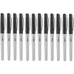 School Smart Fineliner Pen, 0.4 mm Ultra Thin Tip, Black, Pack of 12