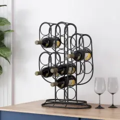 Ferrat Modern Industrial 13 Bottle Tabletop Cactus Wine Rack Black - Christopher Knight Home