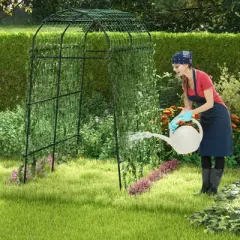 Tangkula Garden Arch Trellis 7.5 FT Tall Garden Arch Plant Tunnel Trellis with Trellis Netting Tunnel Plant Support