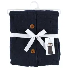 Hudson Baby Infant Boy Faux Shearling Knitted Baby Lounge Stroller Wrap Sack, Navy, One Size