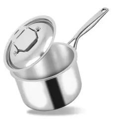 NutriChef 3-quart Saucepan with Lid - Stainless-Steel Stain-Resistant Sauce Pot Kitchen Cookware