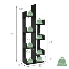 Costway 8-Shelf Bookcase Modern Tree Bookshelf Storage Decor Freestanding White/Black