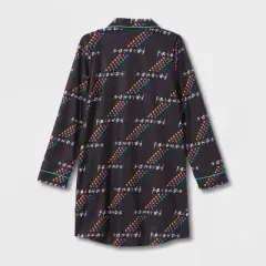 Girls' Friends Oversized Button NightGown - Black