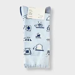 Women's Teacups Scallop Cuff 3pk Crew Socks - A New Day&trade; Blue/Heather Gray/Navy 4-10