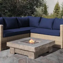 Square Propane Fire Pit with Wood Like Finish - Gray - Teamson Home