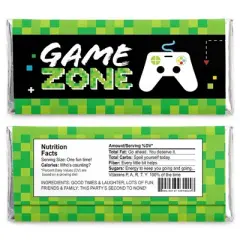 Big Dot of Happiness Game Zone - Candy Bar Wrapper Pixel Video Game Party or Birthday Party Favors - Set of 24
