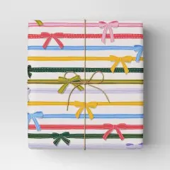 30&rdquo; 20 sq ft Christmas Roll Wrap Bowtie Stripes - Wondershop&trade;