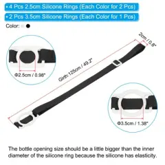 Unique Bargains Hiking Walking Outdoor Adjustable Shoulder Strap with Carrier Ring Water Bottle Lanyards 6 Pcs