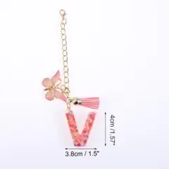 Unique Bargains Heart Sequin Letter V Butterfly Tassel Water Cup Pendant Pink 1 Pc
