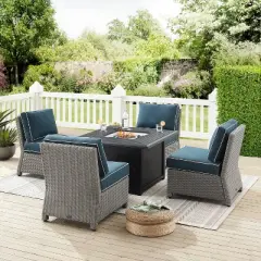 Crosley 5pc Bradenton Steel Outdoor Patio Fire Pit Furniture Set with Armless Chairs