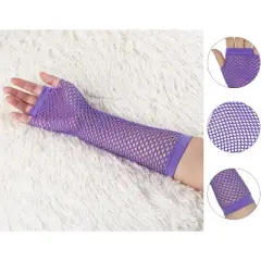 Unique Bargains Women's Elbow Length Elastic Fishnet Fingerless Arm Warmers Gloves 1 Pair