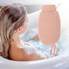 Unique Bargains Shower Gloves 8.86"x5.31" Pink 1 Pc