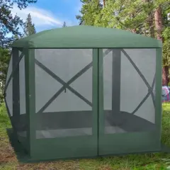 DSVIMOY 7*7FT Pop Up Camping Canopy Gazebo Screen Shelter Tent with Single Person Easy Set-Up, Green, 85.2"*85.2"*82.8"