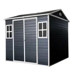 NicBex 8*6ft Resin Outdoor Storage Shed Waterproof Shed with 2 Windows and Lockable Door Tool Shed for Garden, Patio, Backyard